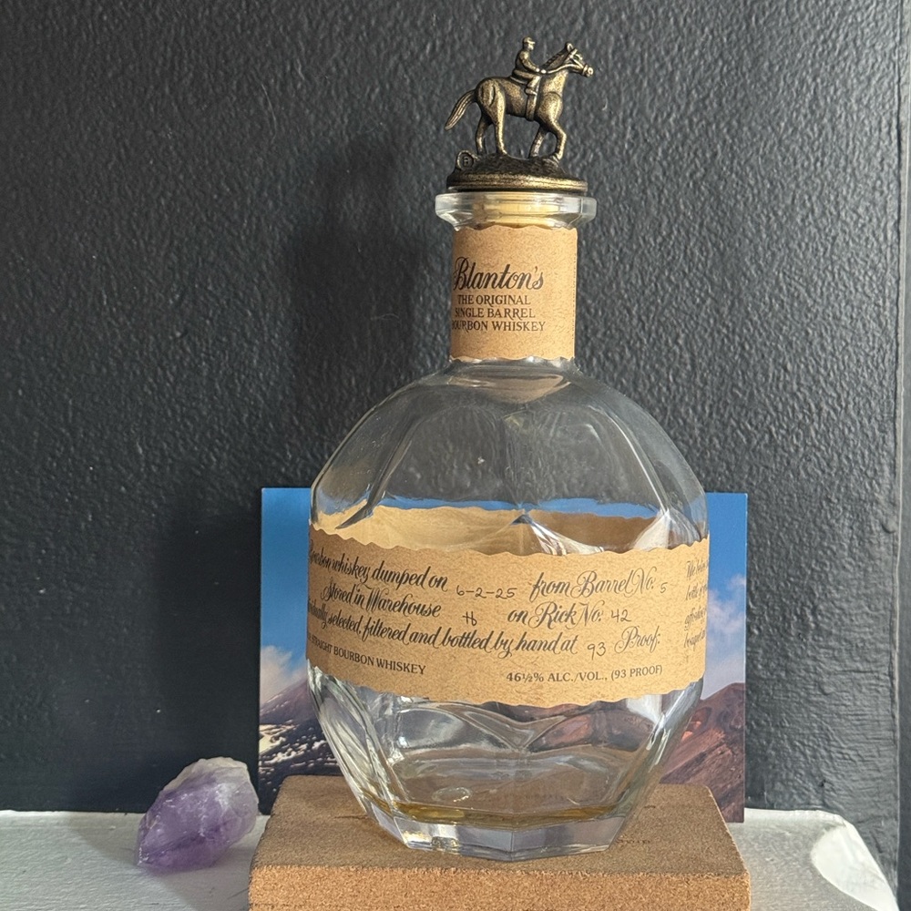 Blanton’s Single Barrel “B” EMPTY BOTTLE w/ Velvet Brown Bag -Rare-
